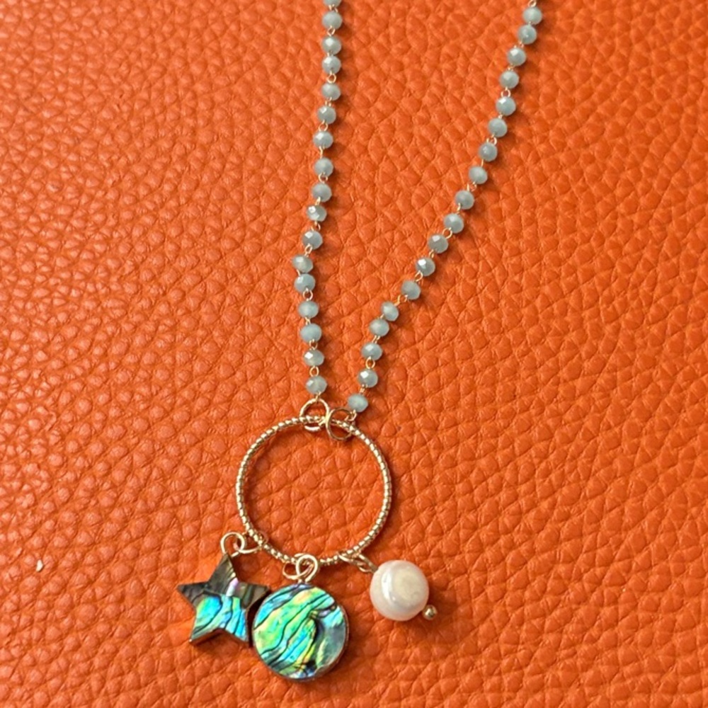 Elegant Gold and Blue Necklace and Earring setSet